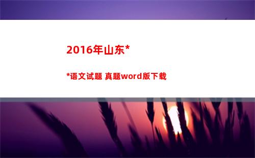 016年山东高考语文试题