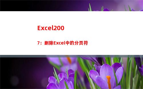Excel2007：删除Excel中的分页符(excel2007打开2个表格桌面只出现一个窗口)