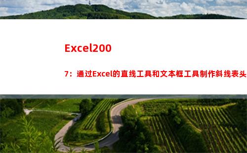 Excel2007：通过Excel的直线工具和文本框工具制作斜线表头(excel2007行高怎么设置)