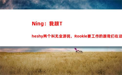 Ning：我跟Theshy两个叫无业游民，Rookie要工作的跟我们在这玩？