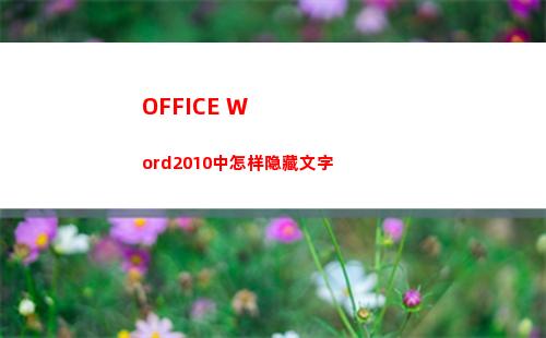 OFFICE Word2010中怎样隐藏文字