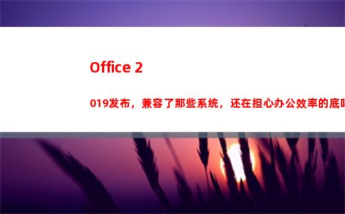 Office 2019发布，兼容了那些系统，还在担心办公效率的底吗？