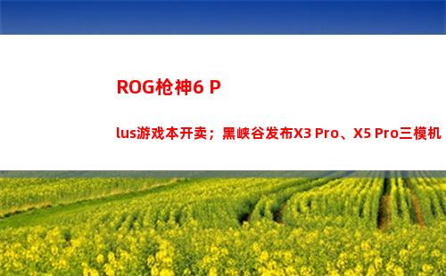 ROG枪神6 Plus游戏本开卖；黑峡谷发布X3 Pro、X5 Pro三模机械键盘