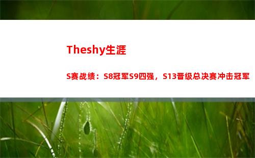 Theshy生涯S赛战绩：S8冠军S9四强，S13晋级总决赛冲击冠军
