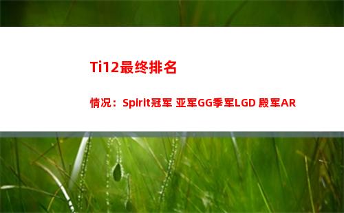 Ti12最终排名情况：Spirit冠军 亚军GG季军LGD 殿军AR