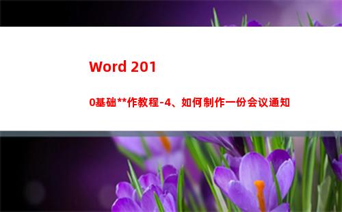 Word 2010基础操作教程-4、如何制作一份会议通知