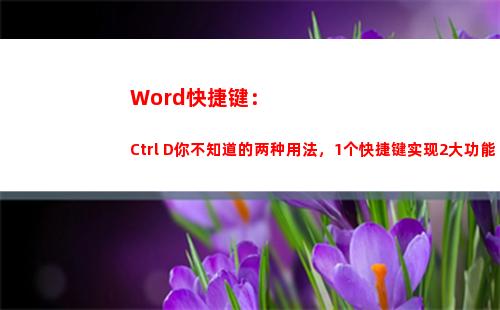 Word快捷键：Ctrl+D你不知道的两种用法，1个快捷键实现2大功能(word中删除)