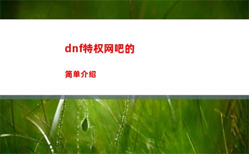 dnf特权网吧的简单介绍