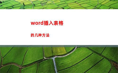 word插入表格的几种方法