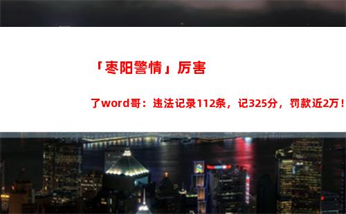 「枣阳警情」厉害了word哥：违法记录112条，记325分，罚款近2万！丰田车主刷新违法记录……