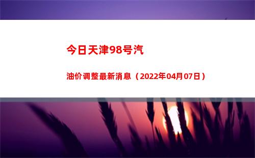 今日天津98号汽油价调整最新消息（2022年04月07日）