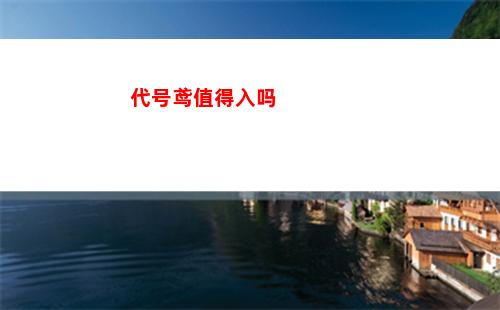 代号鸢值得入吗