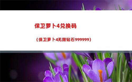 保卫萝卜4兑换码（保卫萝卜4无限钻石999999）