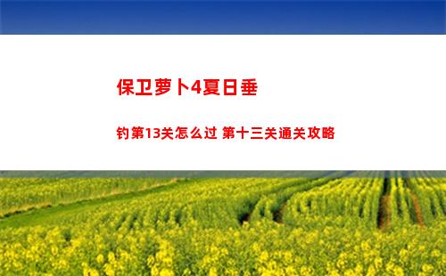 保卫萝卜4夏日垂钓第13关怎么过 第十三关通关攻略