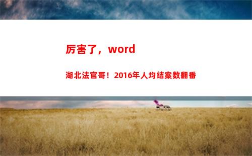 厉害了，word湖北法官哥！2016年人均结案数翻番(厉害了)