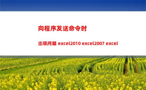 向程序发送命令时出现问题 excel2010 excel2007 excel2013(向程序发送命令时出现问题excel win10)