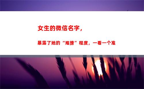 女生的微信名字，暴露了她的“难撩”程度，一看一个准(女生的微信名字又萌又好听)