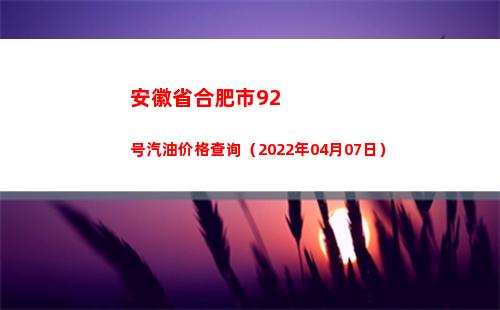安徽省合肥市92号汽油价格查询（2022年04月07日）