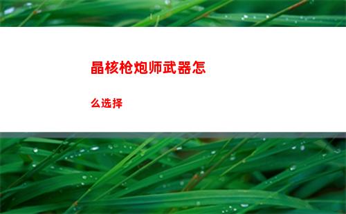 晶核枪炮师武器怎么选择