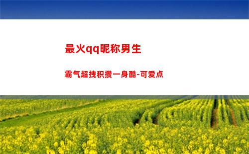 最火qq昵称男生霸气超拽积攒一身酷-可爱点(好听的qq昵称男生)