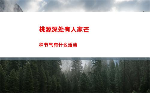 桃源深处有人家芒种节气有什么活动