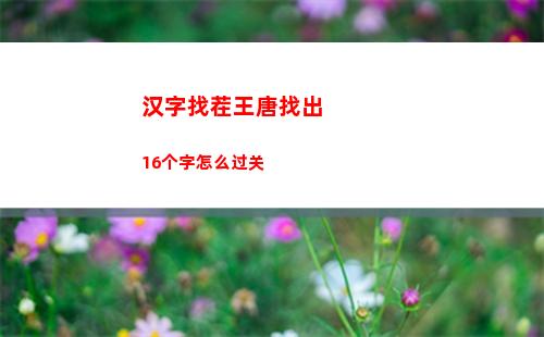 汉字找茬王唐找出16个字怎么过关