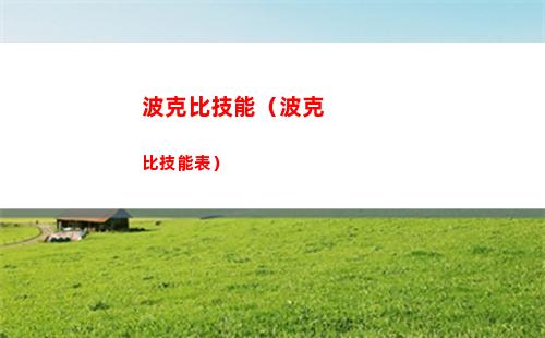 波克比技能（波克比技能表）
