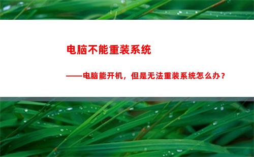 电脑不能重装系统——电脑能开机，但是无法重装系统怎么办？(电脑进不了系统怎么重装系统)