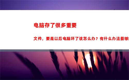 电脑存了很多重要文件，要是以后电脑坏了该怎么办？有什么办法能够解决后患之忧？(电脑运存重要吗)