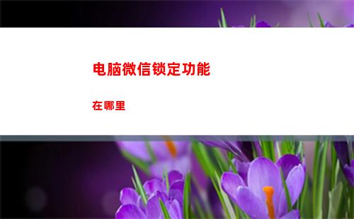 电脑微信锁定功能在哪里
