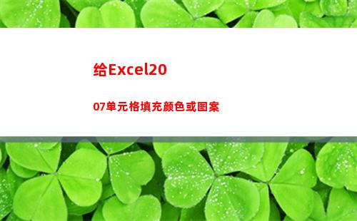给Excel2007单元格填充颜色或图案(给excel2007设置密码)