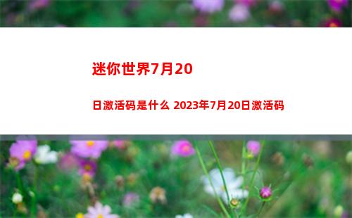 迷你世界7月20日激活码是什么 2023年7月20日激活码