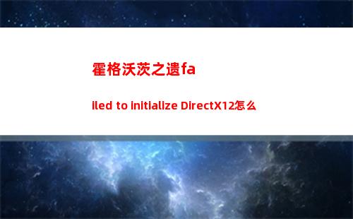 霍格沃茨之遗failed to initialize DirectX12怎么解决