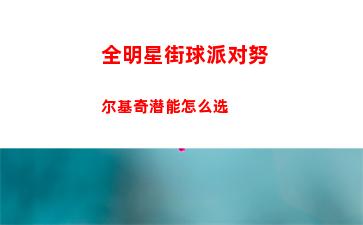 全明星街球派对努尔基奇潜能怎么选