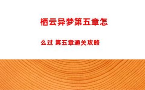 栖云异梦第五章怎么过 第五章通关攻略