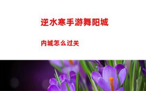 逆水寒手游舞阳城内城怎么过关